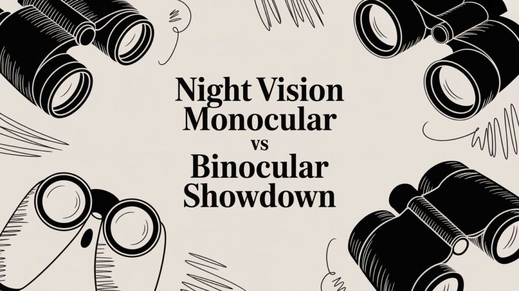 Night vision monocular vs binocular comparison graphic.