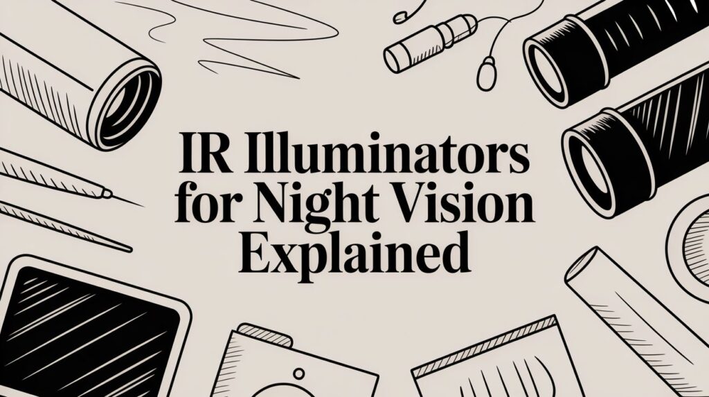 IR illuminators and night vision tools illustration.