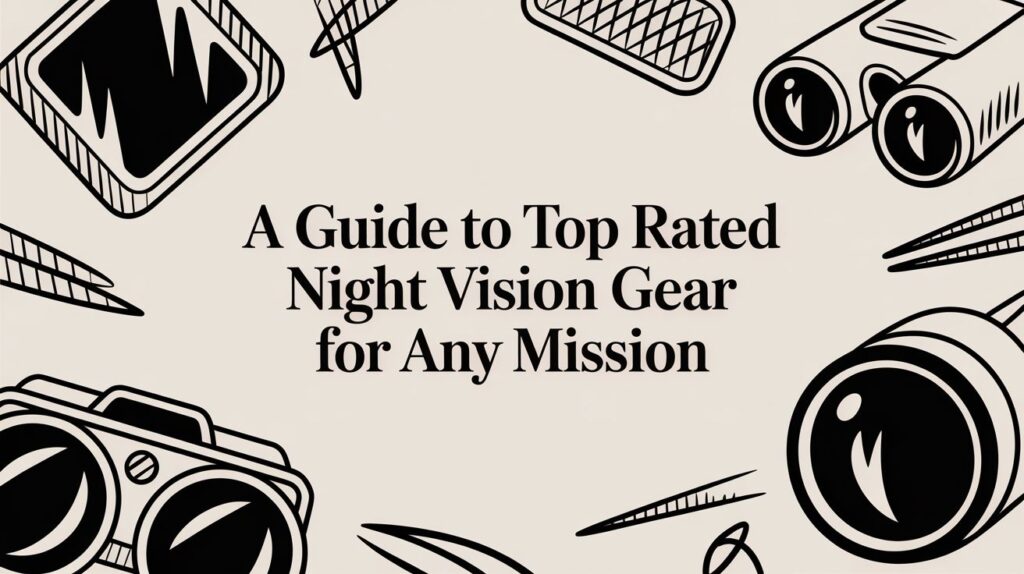 Night vision gear guide with illustrated equipment.