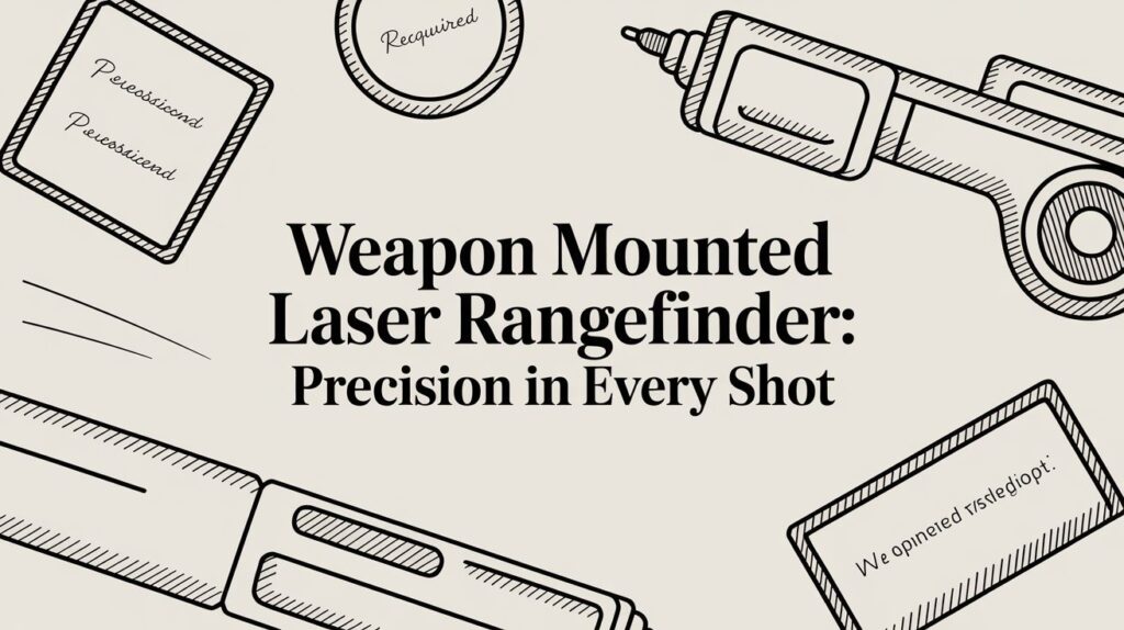 Weapon mounted laser rangefinder advertisement illustration.