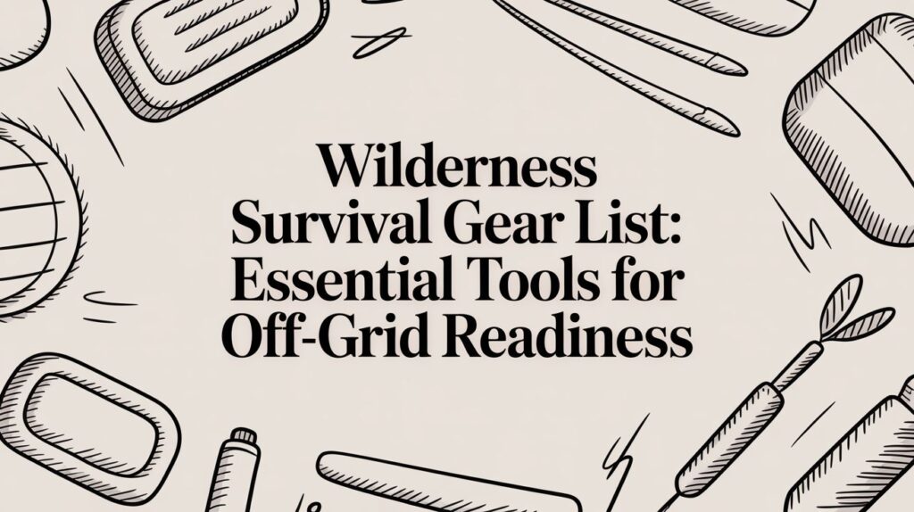 Wilderness survival gear tools illustration.