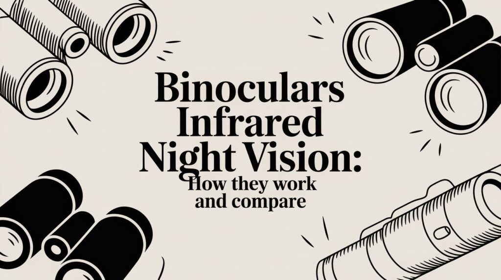 Binoculars and infrared night vision illustration.
