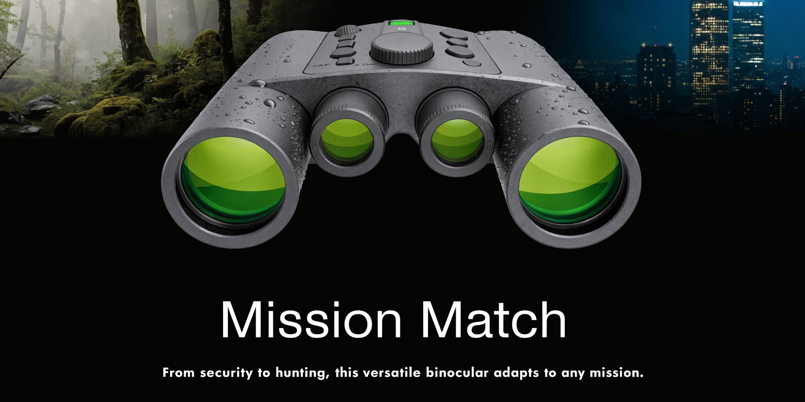 A pair of professional high-tech tactical binoculars featuring integrated night vision and camera capabilities for outdoor missions.