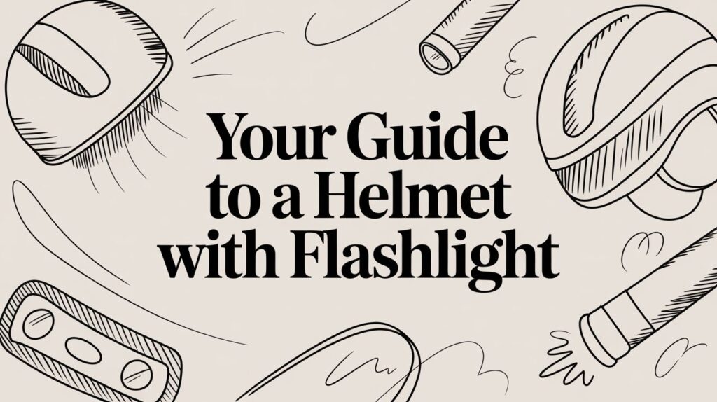 Helmet With Flashlight Line Art